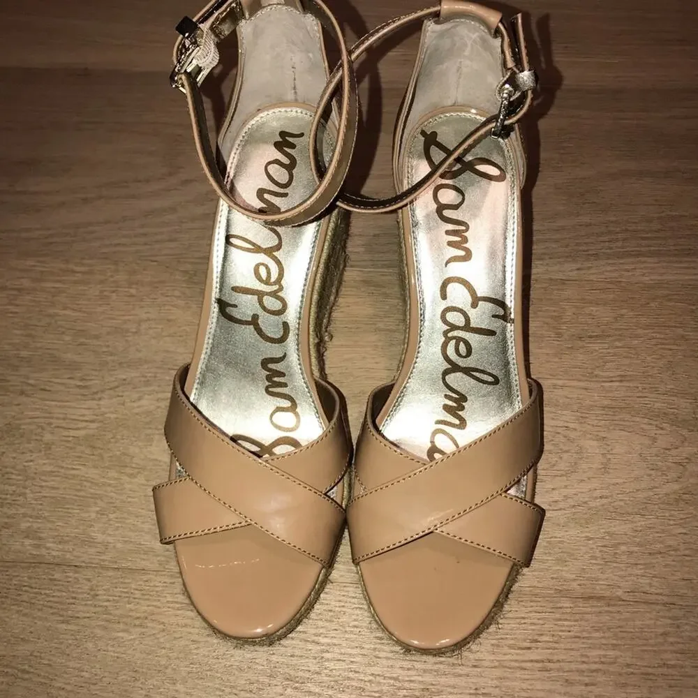 Sam Edelman Brenda Wedge Tan Sandal 10.5